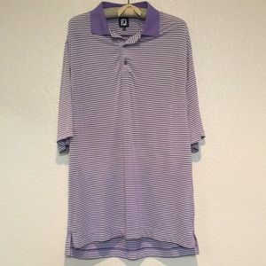 Large Purple/White Striped FootJoy Golf Polo